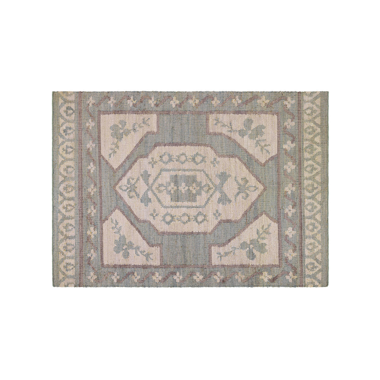 Alfombra Raneema Alfombra decorativa con diseño geométrico en tonos pastel verdes y beige, material suave