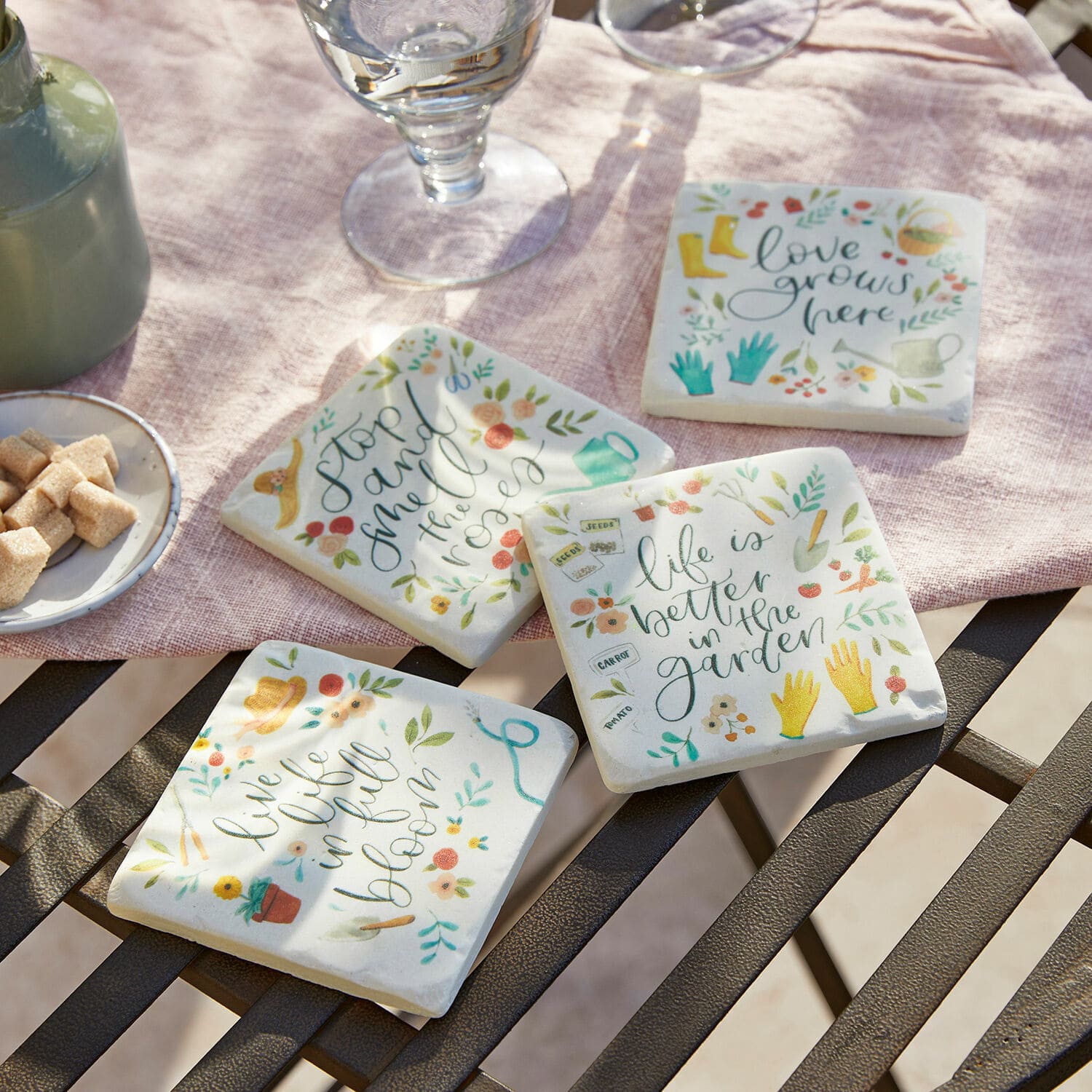 Set de 4 posavasos Happy