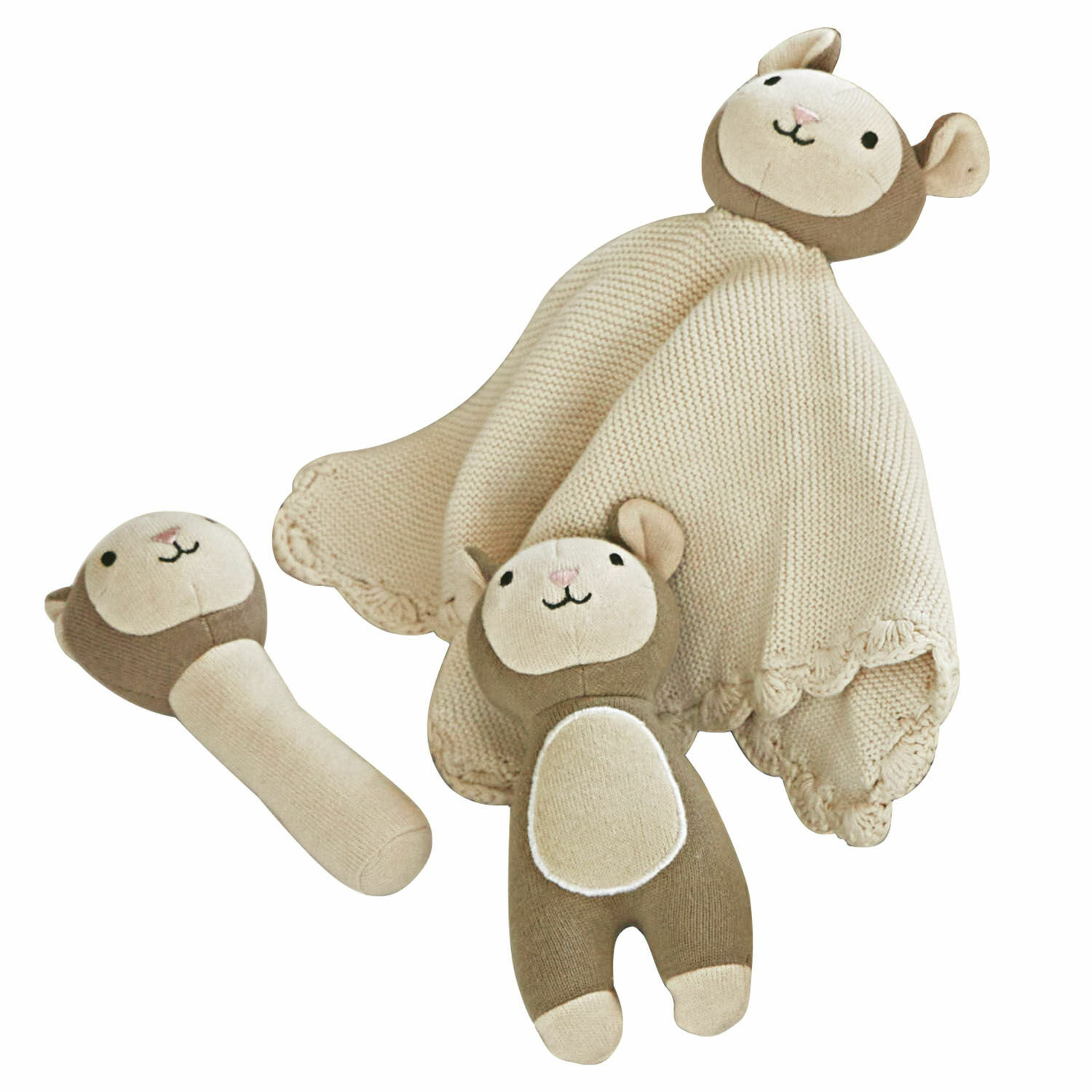 Set de 3 peluches Playfulo Conjunto de juguetes de peluche beige y marrón con forma de oso para bebé, material suave y tejido