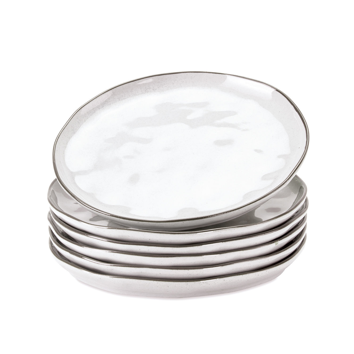 blanco Juego de 6 platos de postre Biarritz blancos de cerámica, perfectos para servir pasteles y postres