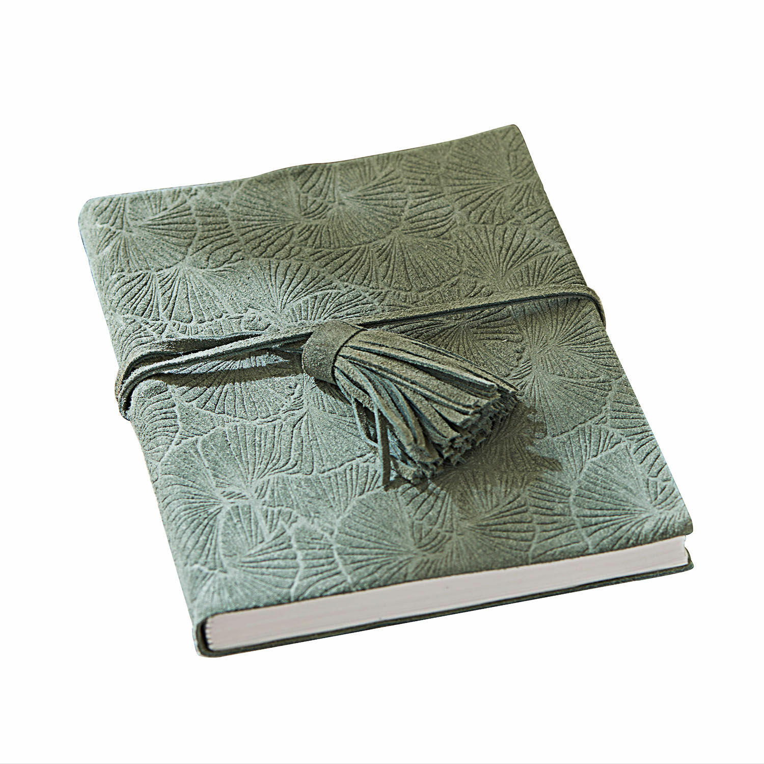 Cuaderno Brocton Cuaderno verde de ante con diseño en relieve y borla, elegante bloc de notas para escribir
