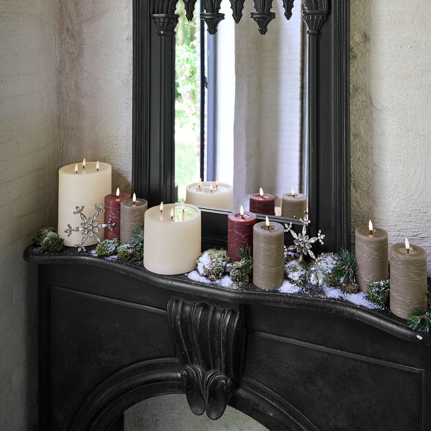 Set de 4 velas LED cilíndricas Rimfalla