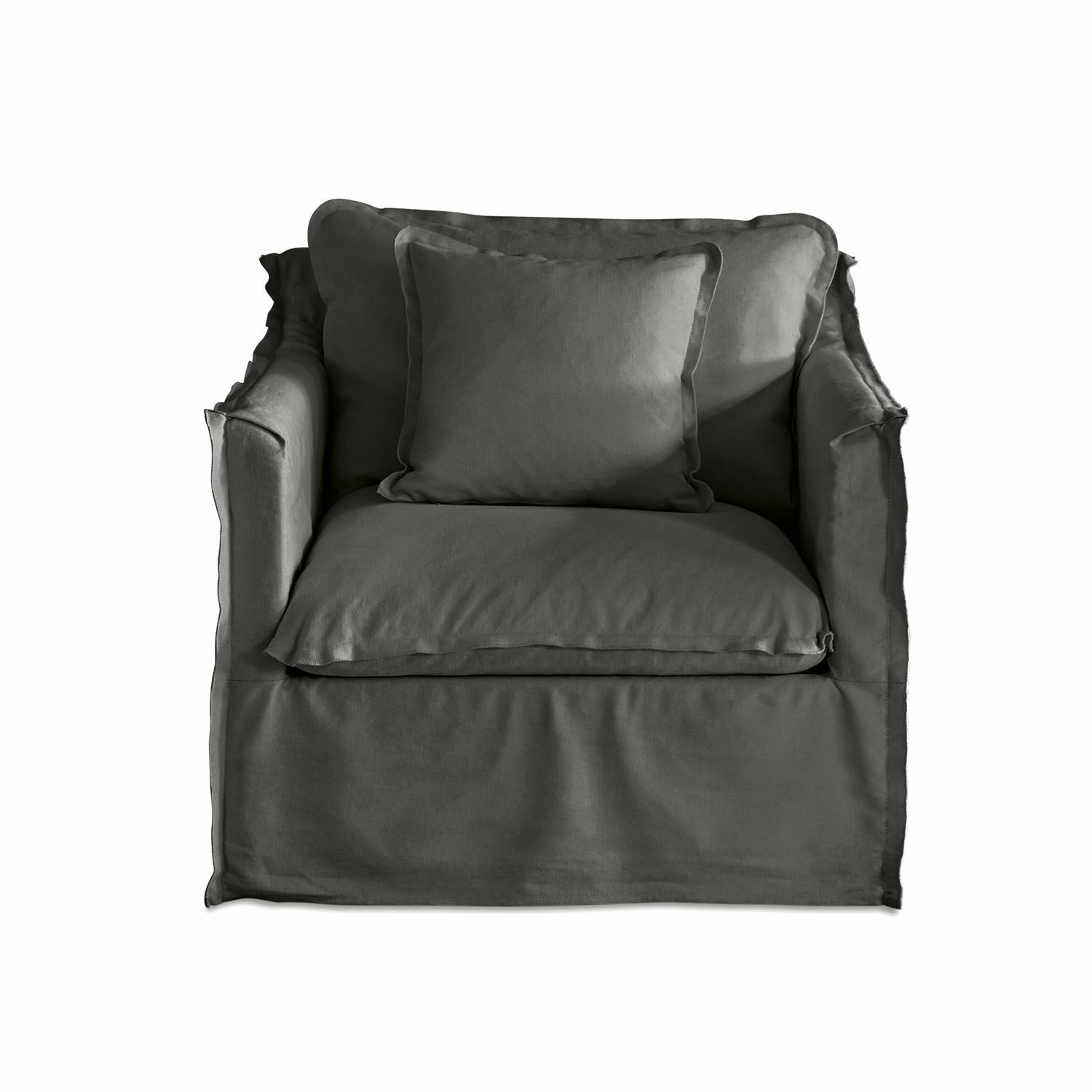 gris Sillón Tienen gris de tela suave, mueble cómodo para salón moderno