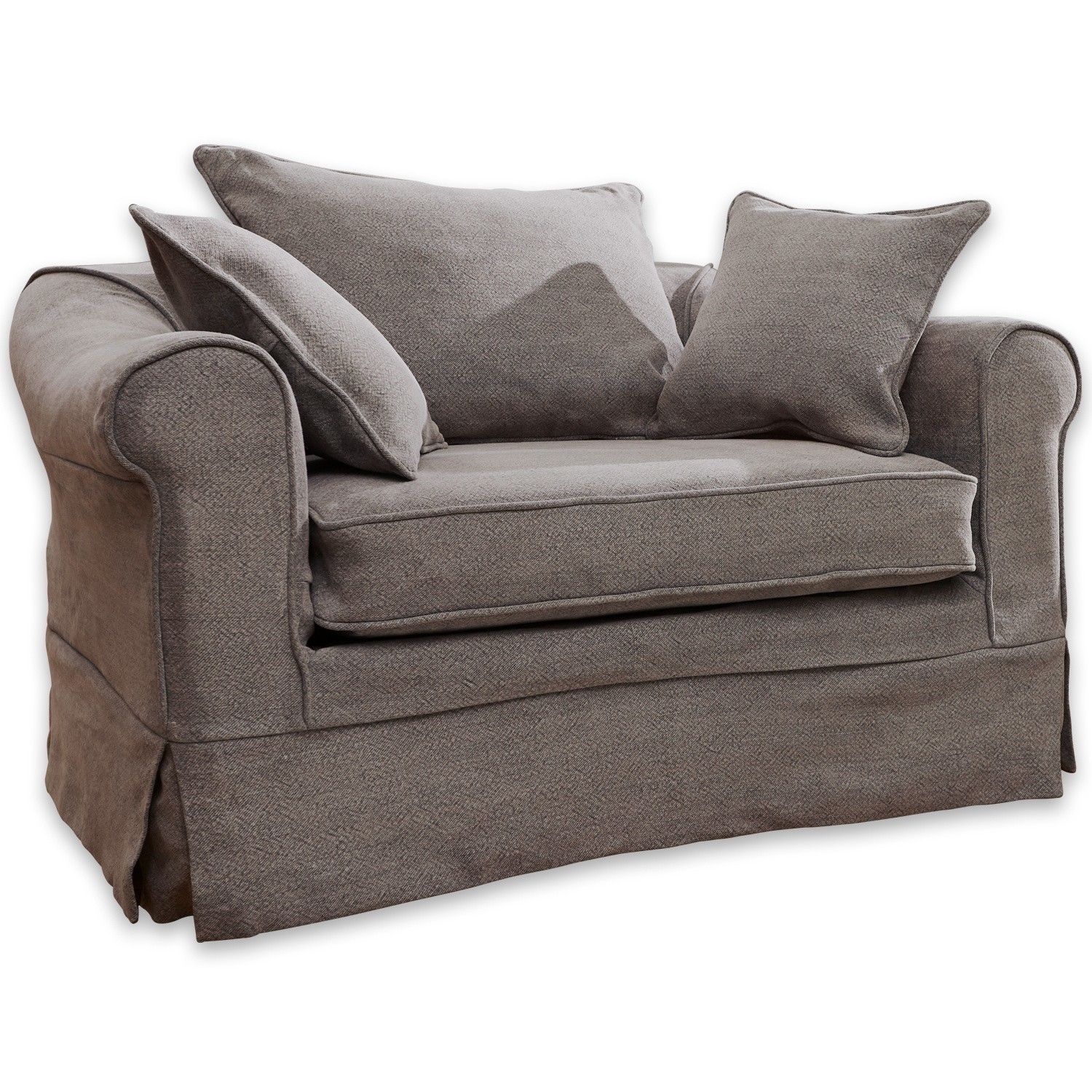 gris Sillón Folsom gris de tela con cojines, mueble cómodo para salón