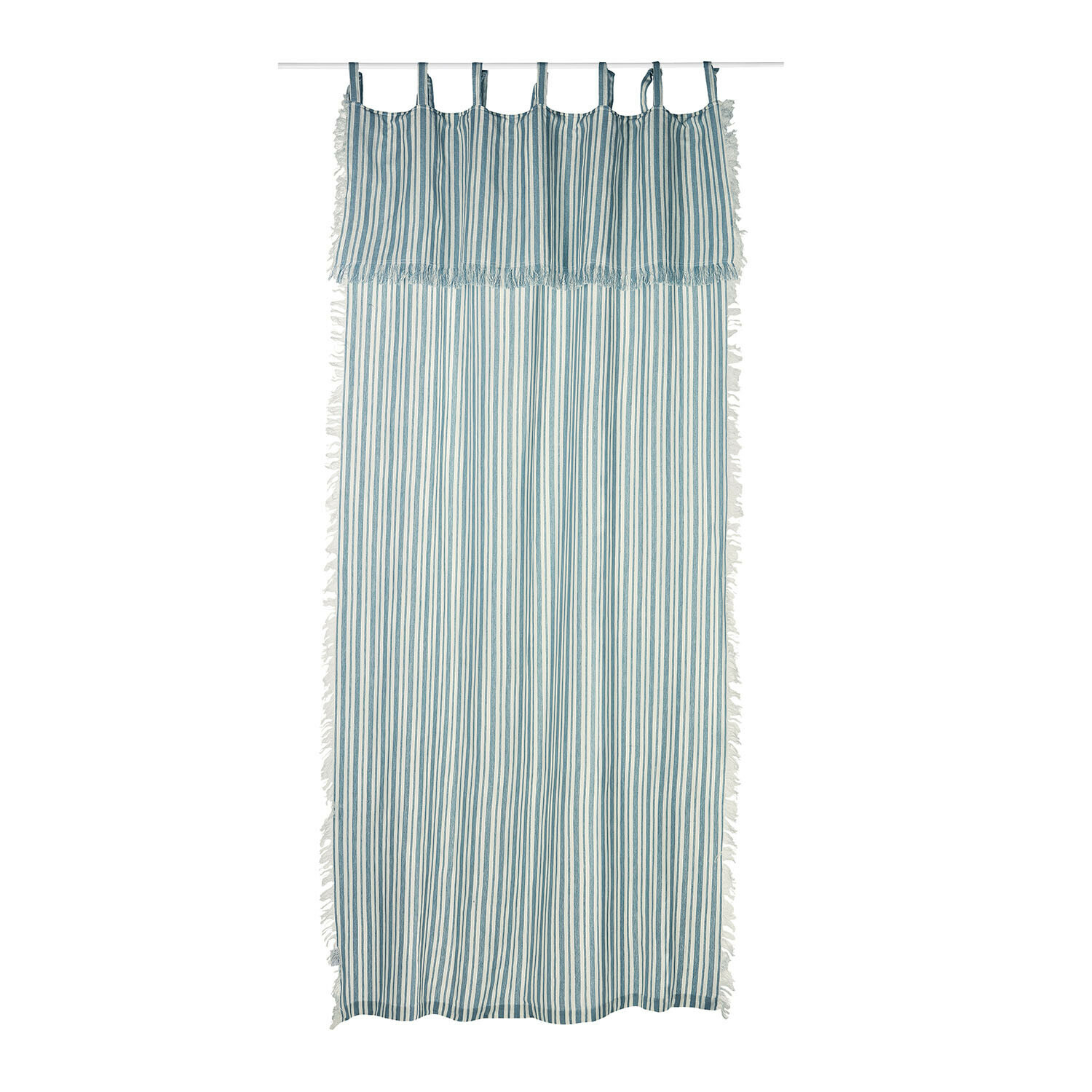 Cortina Anjoutey Cortina ligera de algodón a rayas azul y blanco, decoración de ventana fresca