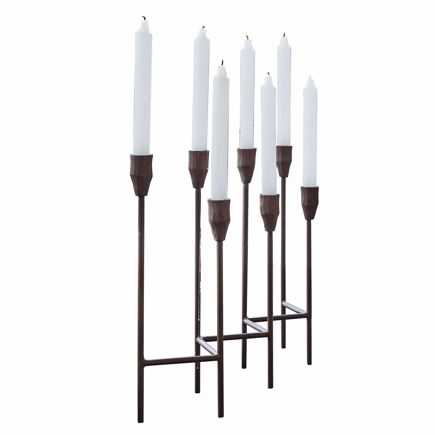 Candelabro Brissande Candelabro de metal con ocho velas blancas, diseño moderno para decoración interior