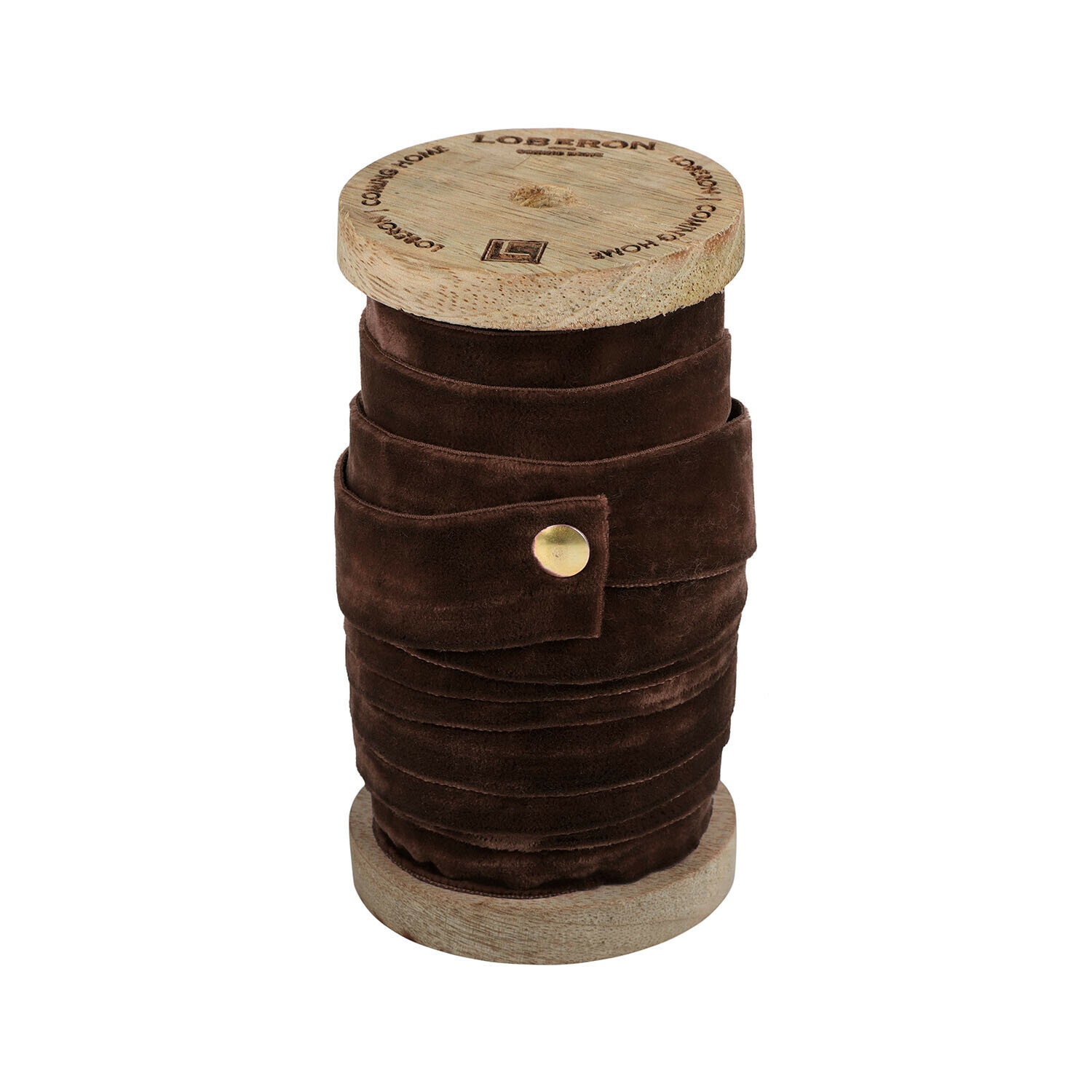 Cinta de terciopelo marrón Andaris en carrete de madera, cinta decorativa para manualidades y decoración