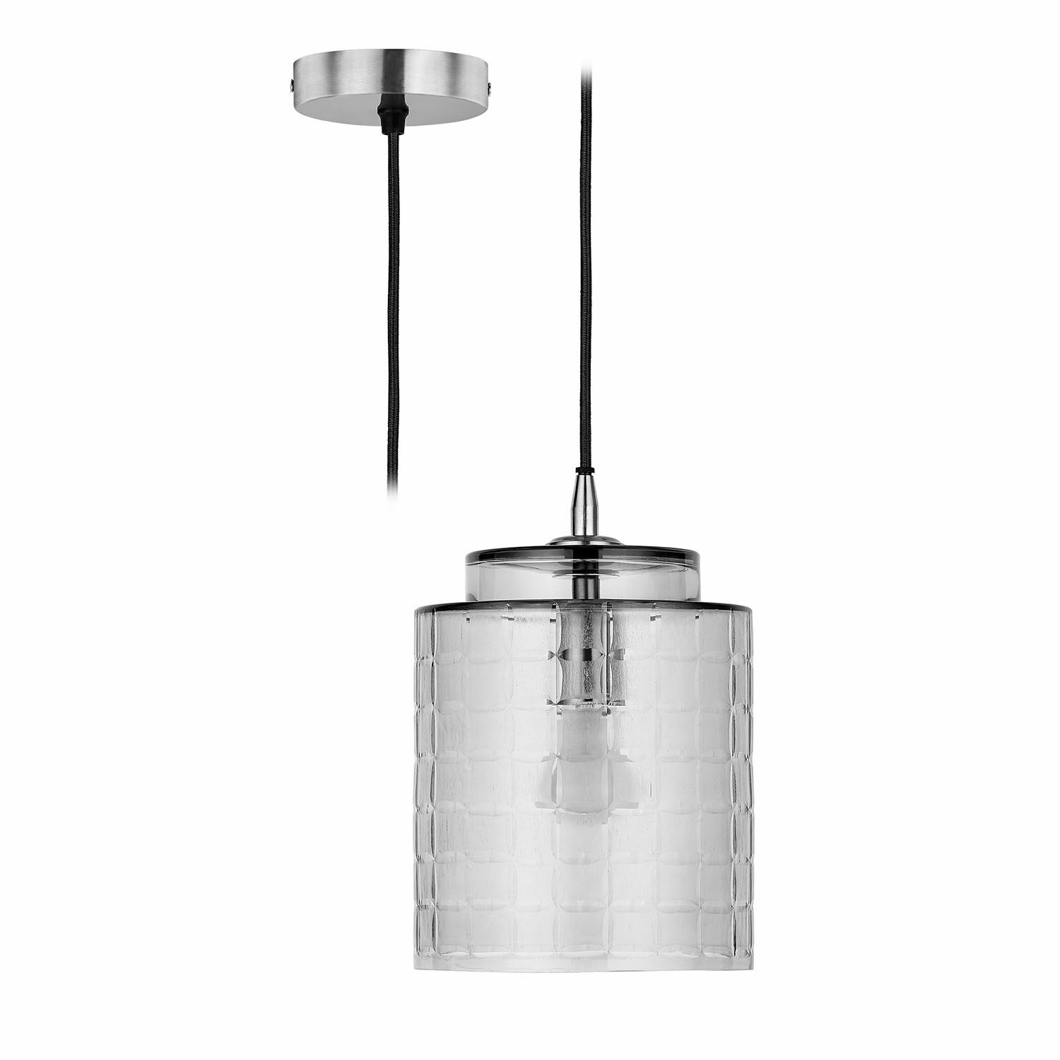 Lámpara colgante Eldarion Lámpara colgante moderna de vidrio transparente y metal para iluminación interior elegante