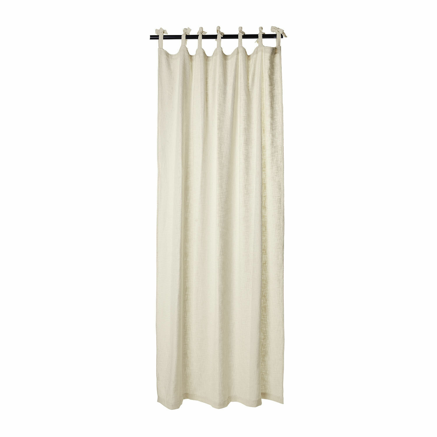 Cortina Maddison Cortina beige de tela natural con lazos atados, decoración funcional para interiores