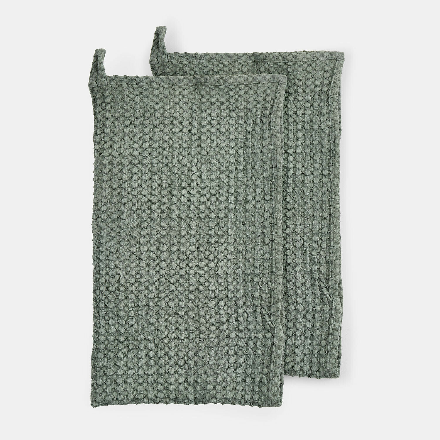 verde Set de 2 toallas verdes Maralei de algodón con textura de gofre para baño