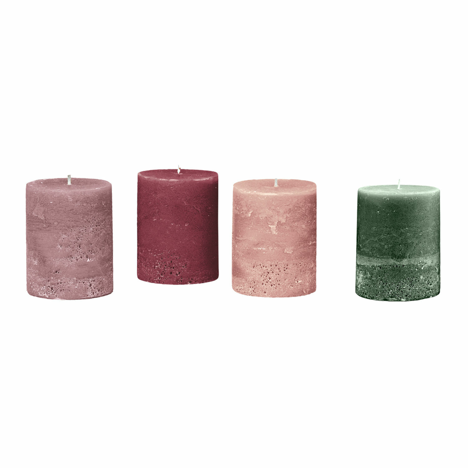 multicolor Set de 4 velas de cera de colores con textura rústica para decoración interior