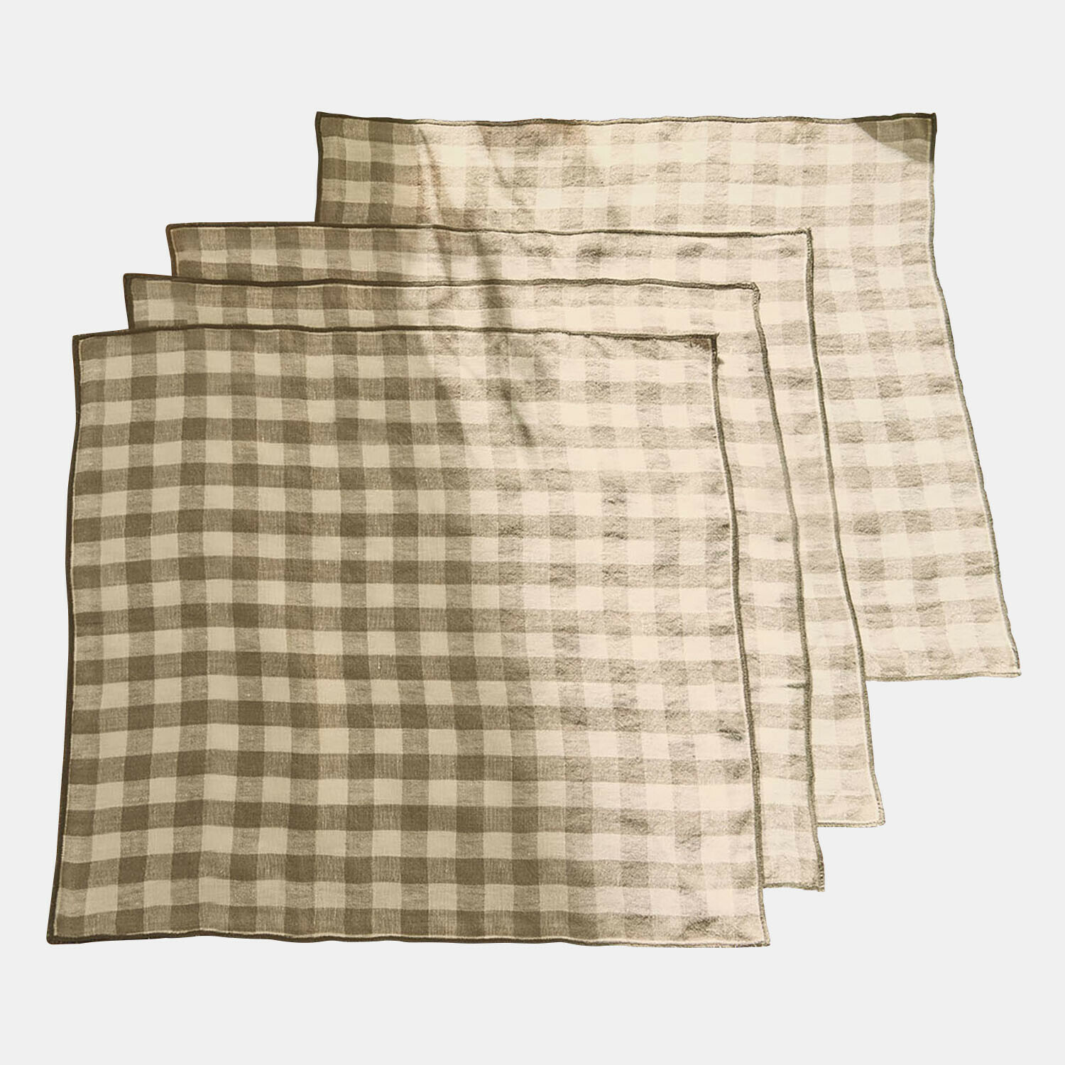 Set de 4 servilletas Marrowby Juego de cuatro servilletas de algodón a cuadros beige y blanco para decoración de mesa