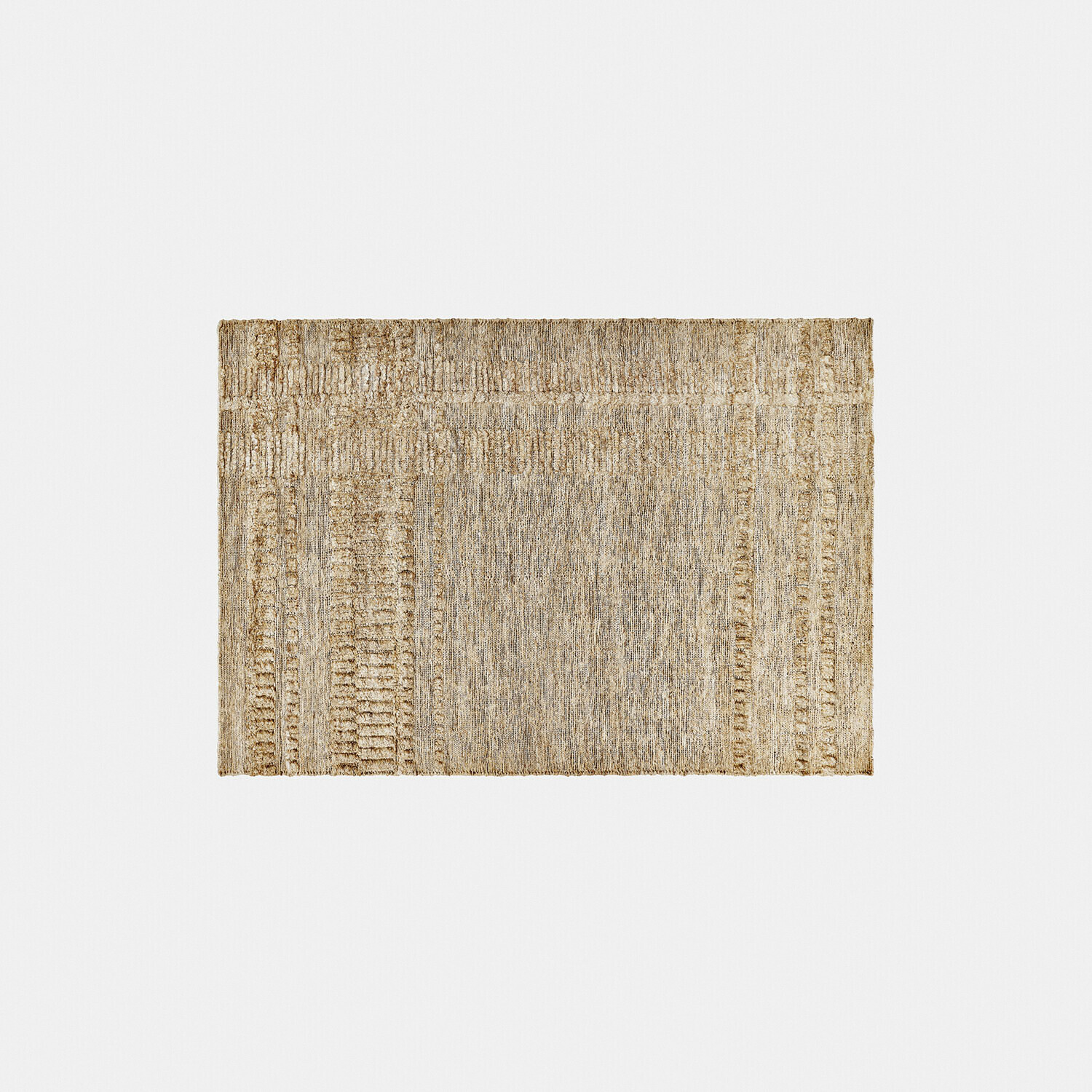 Alfombra beige con patrón texturizado, material suave, ideal para salón y decoración interior