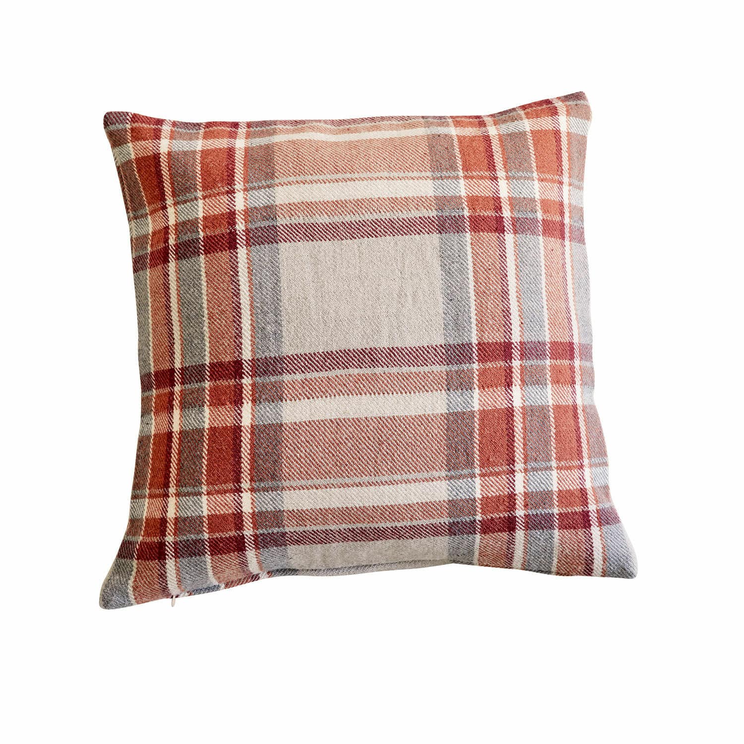 Funda de cojín Tartan Cojín decorativo a cuadros en tonos rojos y grises, tela suave para sala de estar