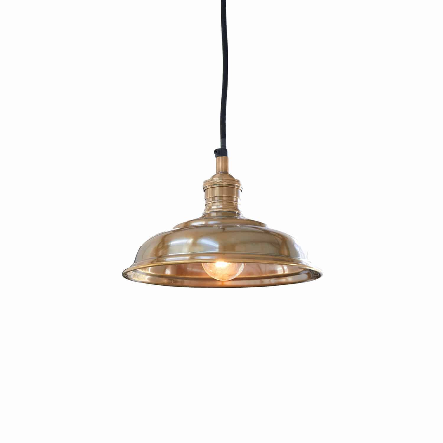 Lámpara colgante de metal dorado con cable negro, iluminación moderna para interiores