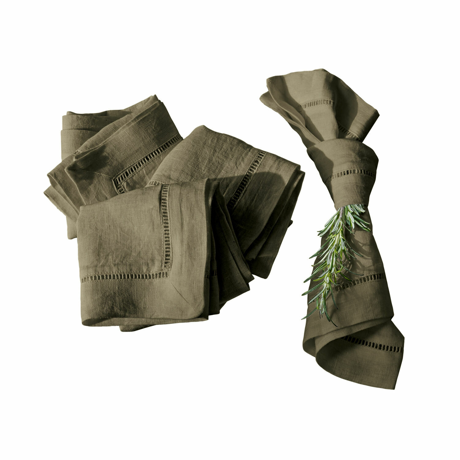 verde oliva Set de 4 servilletas de lino verde oliva Covent Garden para decoración de mesa