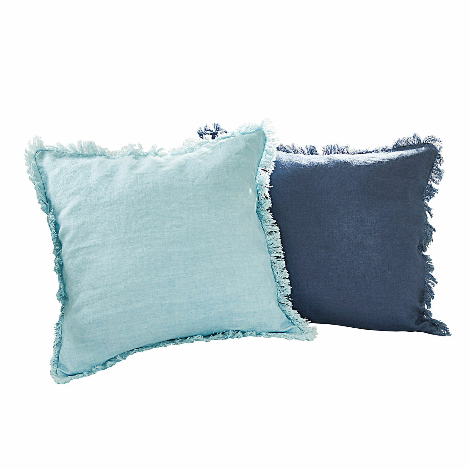 turquesa/azul Set de 2 fundas de cojín Quebo de lino en turquesa y azul para decoración del hogar