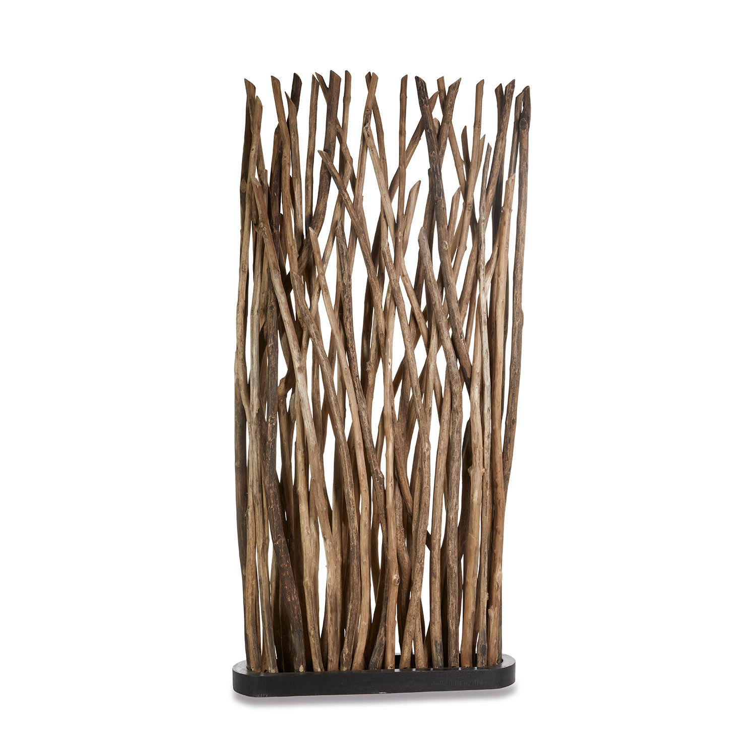 Separador de ambiente Woody Biombo decorativo de madera natural marrón para interiores y jardines, estilo rústico