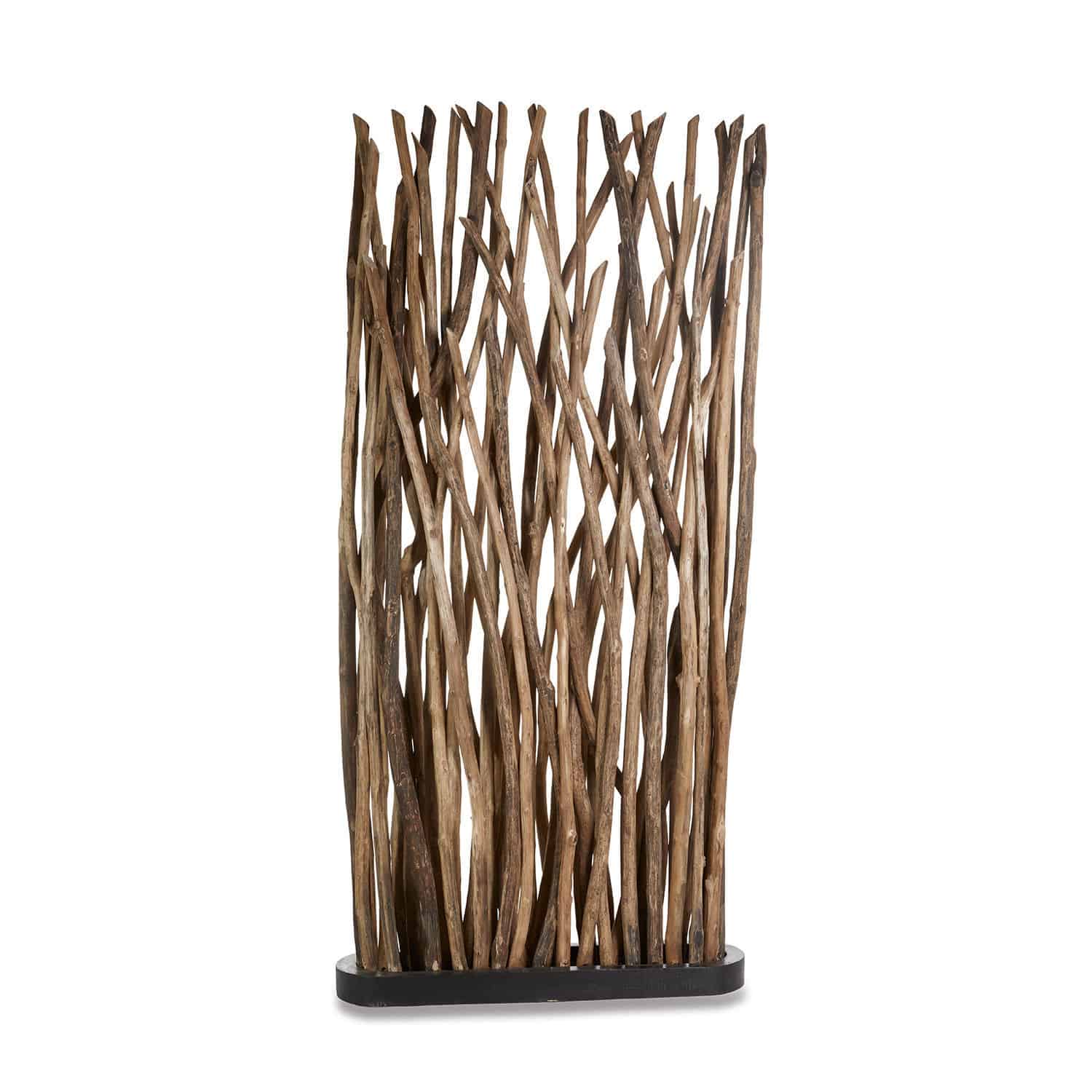 Separador de ambiente Woody Biombo decorativo de madera natural marrón para interiores y jardines, estilo rústico