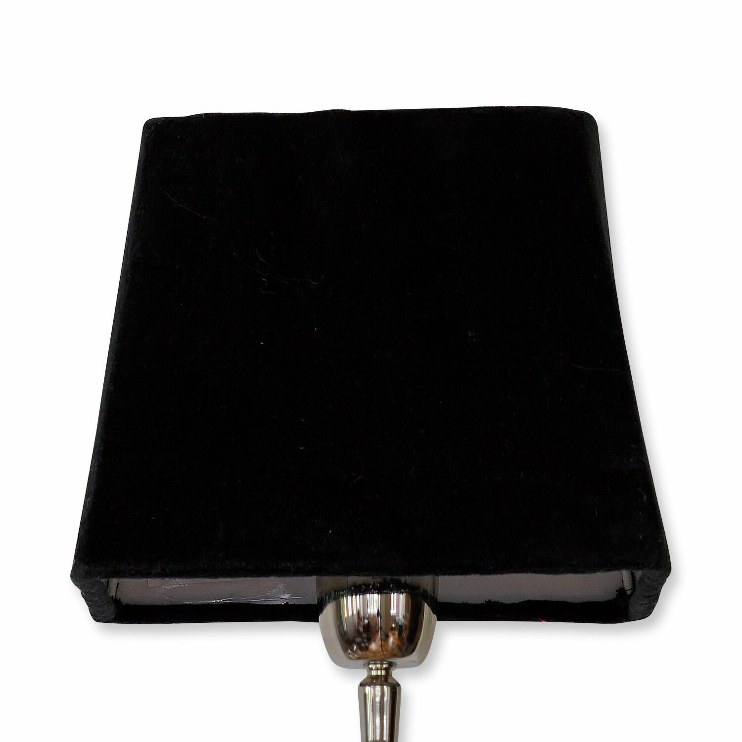 Pantalla de lámpara Linderas de terciopelo negro con soporte metálico, accesorio elegante para interiores