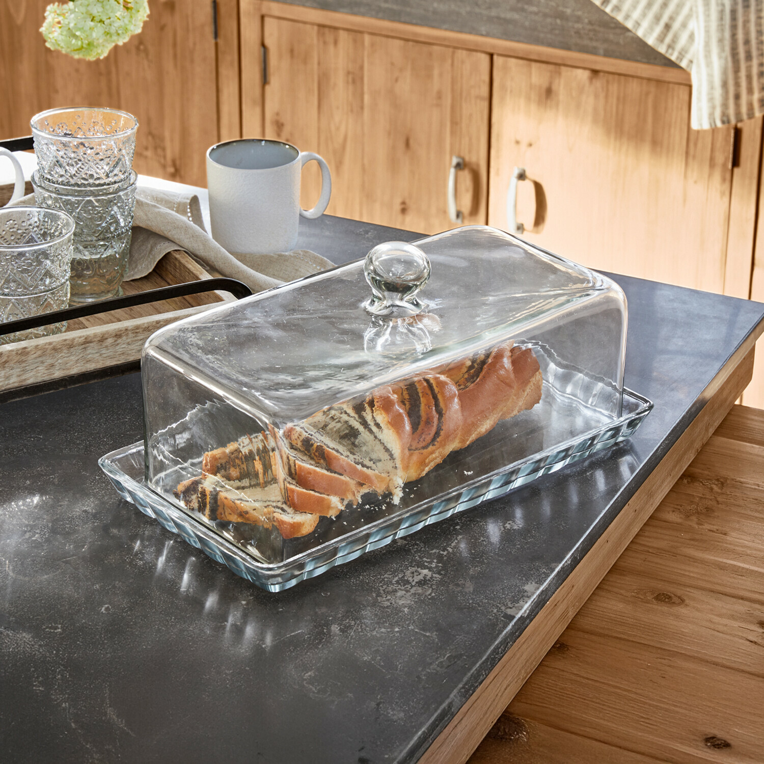 Campana de cristal con plato Nelia