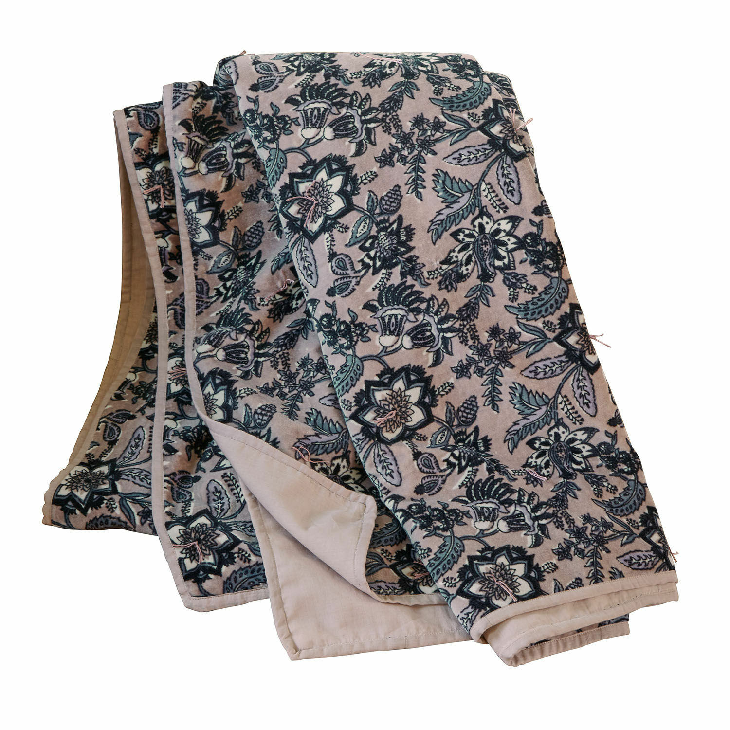 Plaid Elarion Manta con diseño floral en tonos beige y verde, tejido suave para decoración y confort