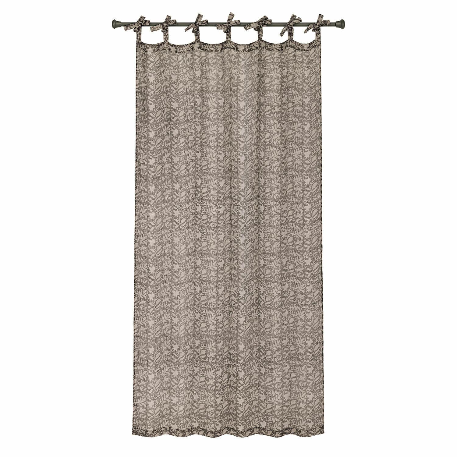 Cortina Ziradayn Cortina decorativa de algodón beige con patrón de hojas marrones, protección de ventana elegante