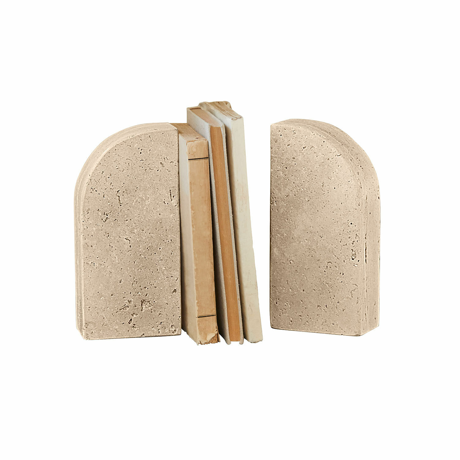 Par de sujetalibros de piedra beige, ideales para decorar y organizar estanterías
