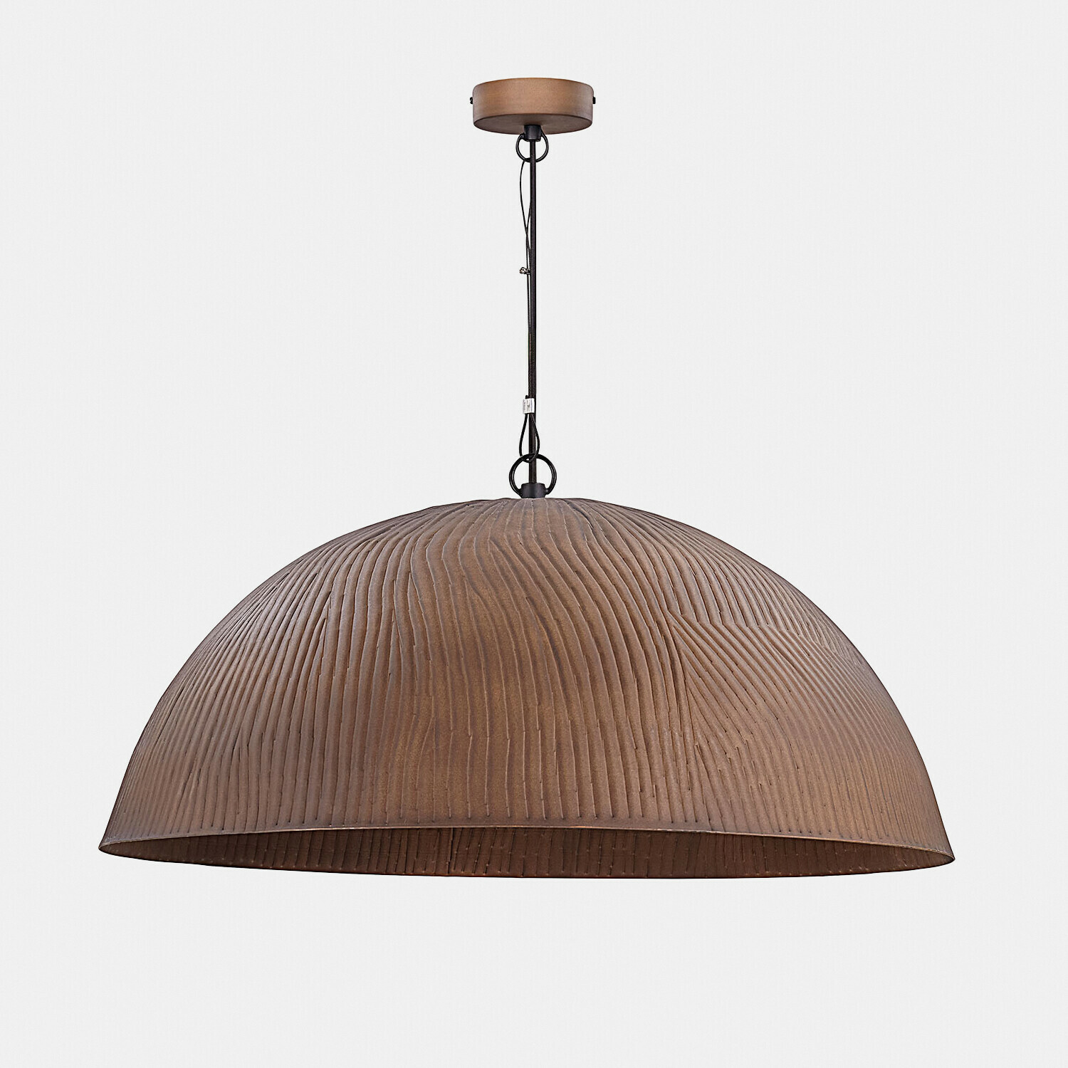 Lámpara colgante Ravelinos Lámpara colgante marrón de metal texturizado con forma semiesférica para interiores modernos