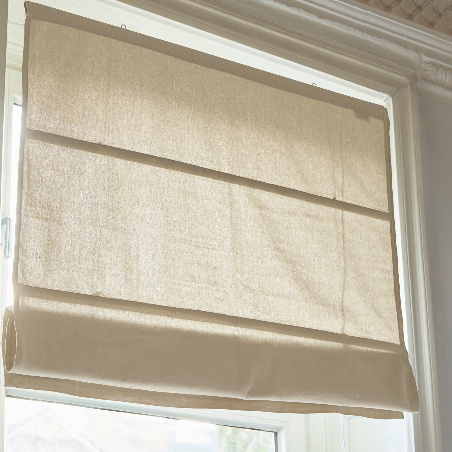 Estor plegable Fides Estor romano beige de tela natural, decoración de ventana elegante para interiores modernos