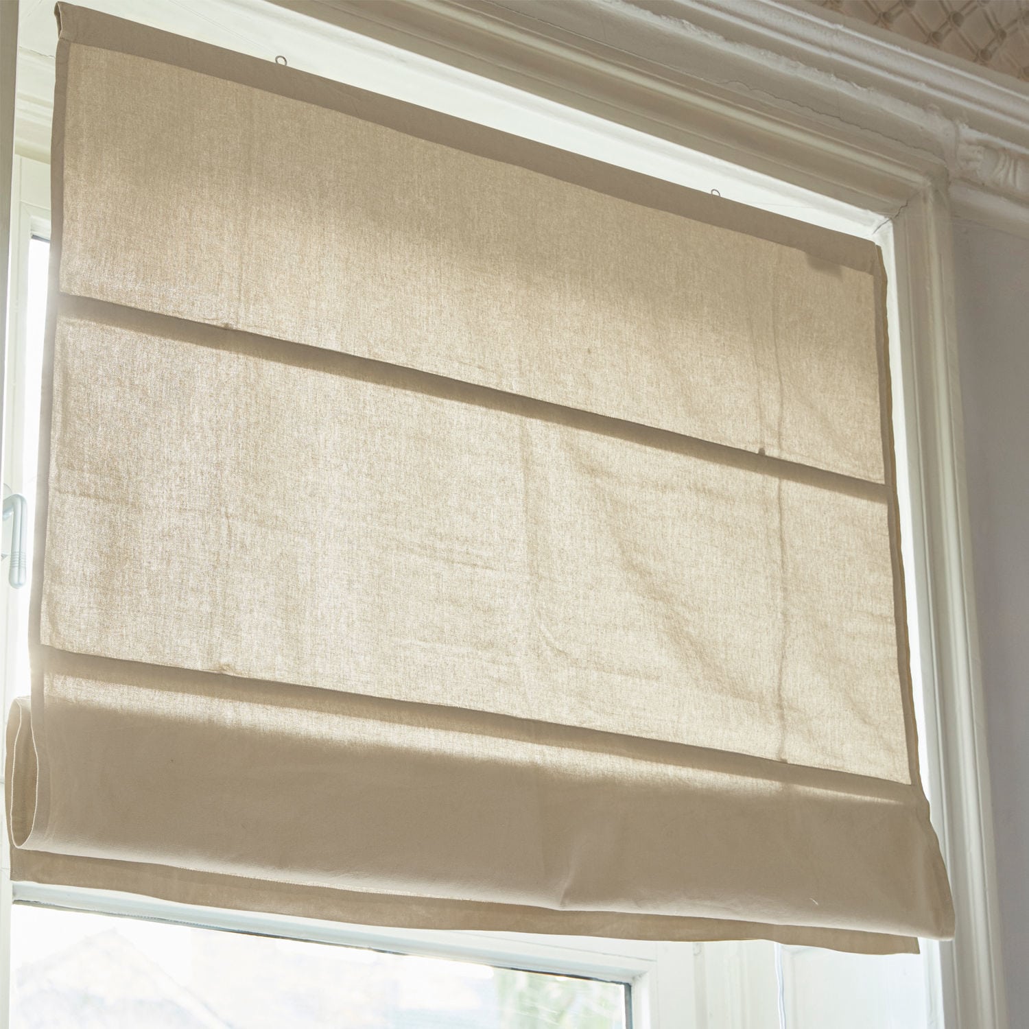 Estor plegable Fides Estor romano beige de tela natural, decoración de ventana elegante para interiores modernos