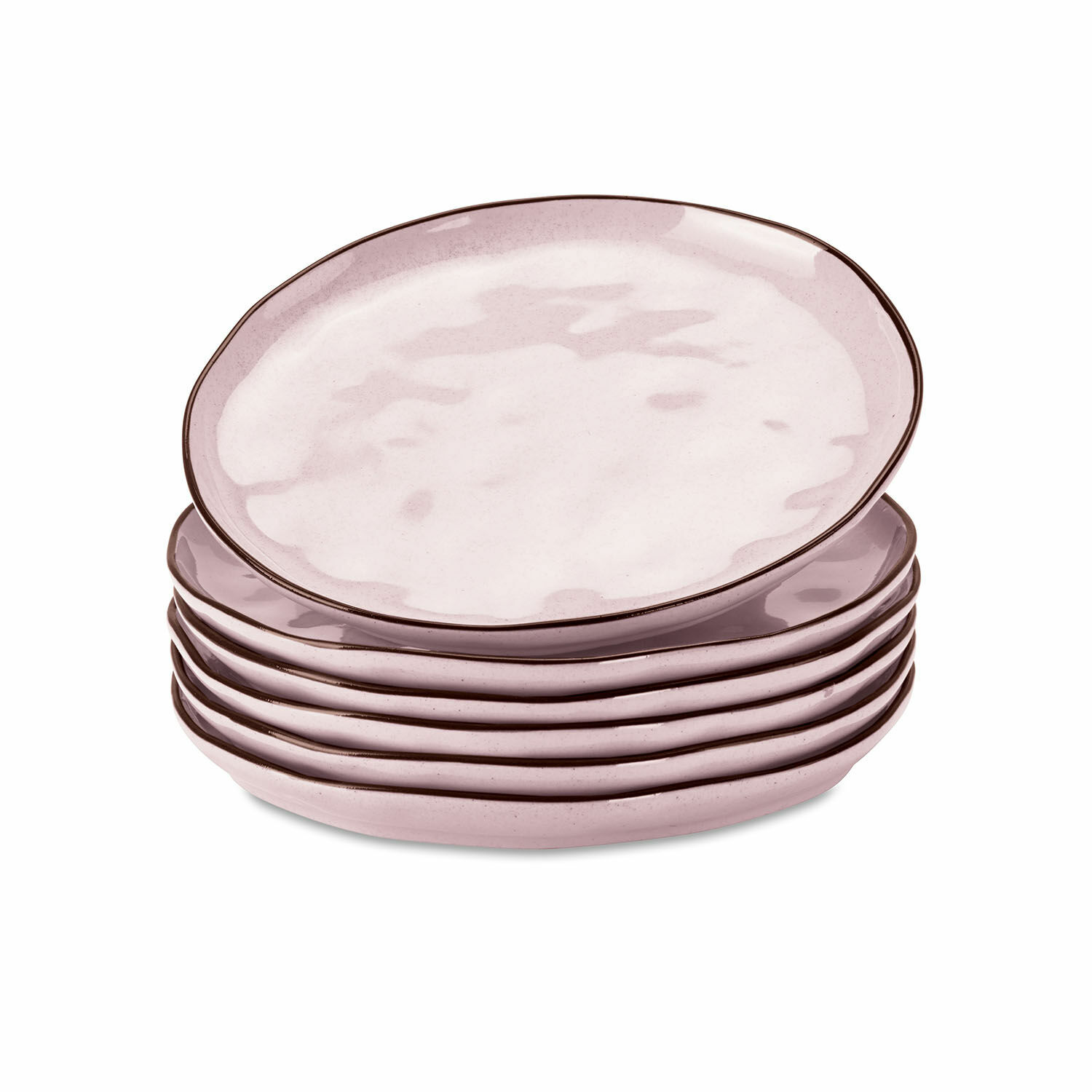 rosa Set de 6 platos de postre rosas de cerámica Biarritz para servir pasteles y aperitivos