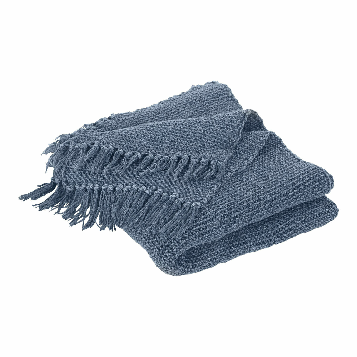 azul Manta azul Kendall de tejido suave con flecos, ideal para decorar y abrigar espacios