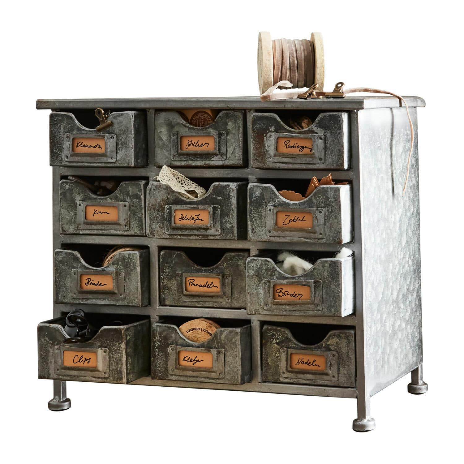Organizador Serena Mueble metálico vintage con 12 cajones para organizar objetos pequeños y accesorios