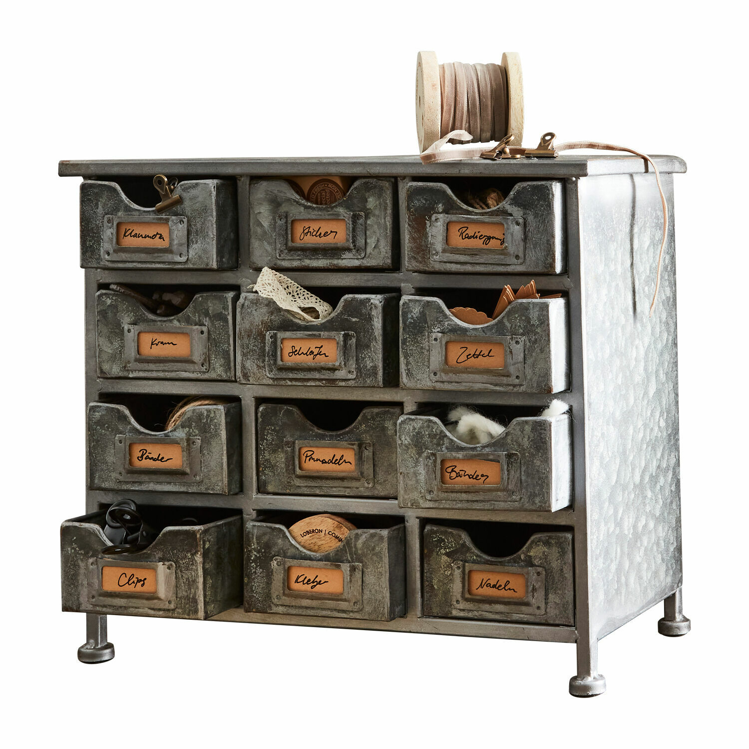 Organizador Serena Mueble metálico vintage con 12 cajones para organizar objetos pequeños y accesorios