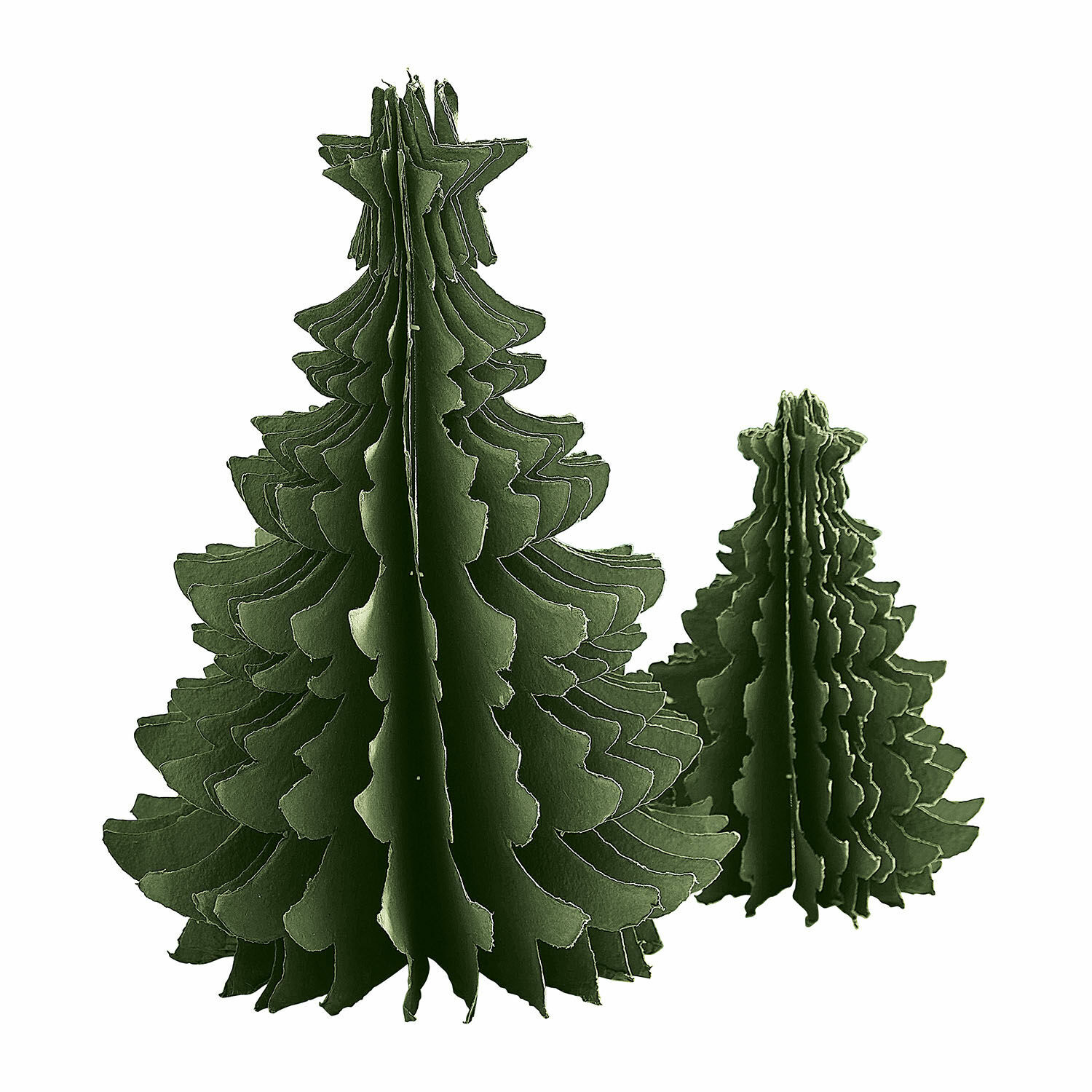 verde Set de 2 árboles decorativos de papel verde, adorno navideño para interiores