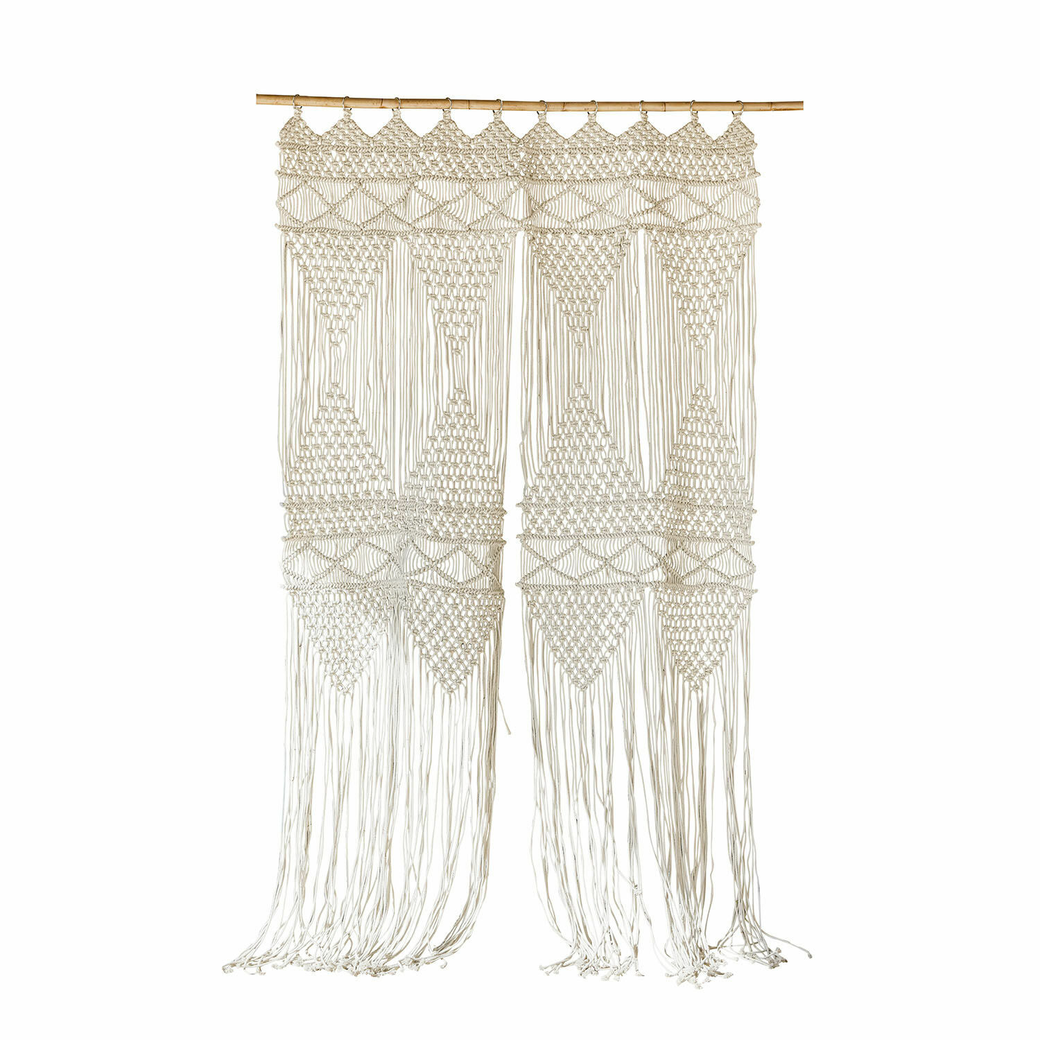 Cortina Kivelli Cortina decorativa de macramé de algodón en color natural con flecos para interiores bohemios