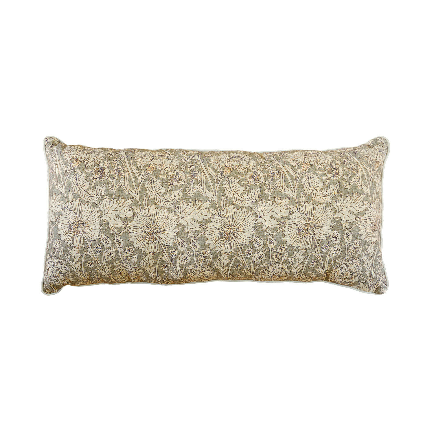 Funda de cojín Jardin Royale Cojín rectangular de algodón con diseño floral verde y beige para decoración del hogar
