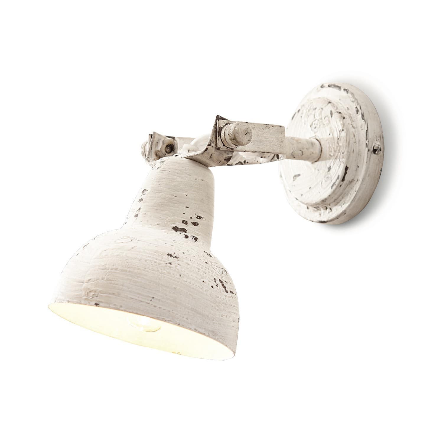 Lámpara de pared Rieke Aplique de pared metálico estilo vintage en blanco desgastado para iluminación interior
