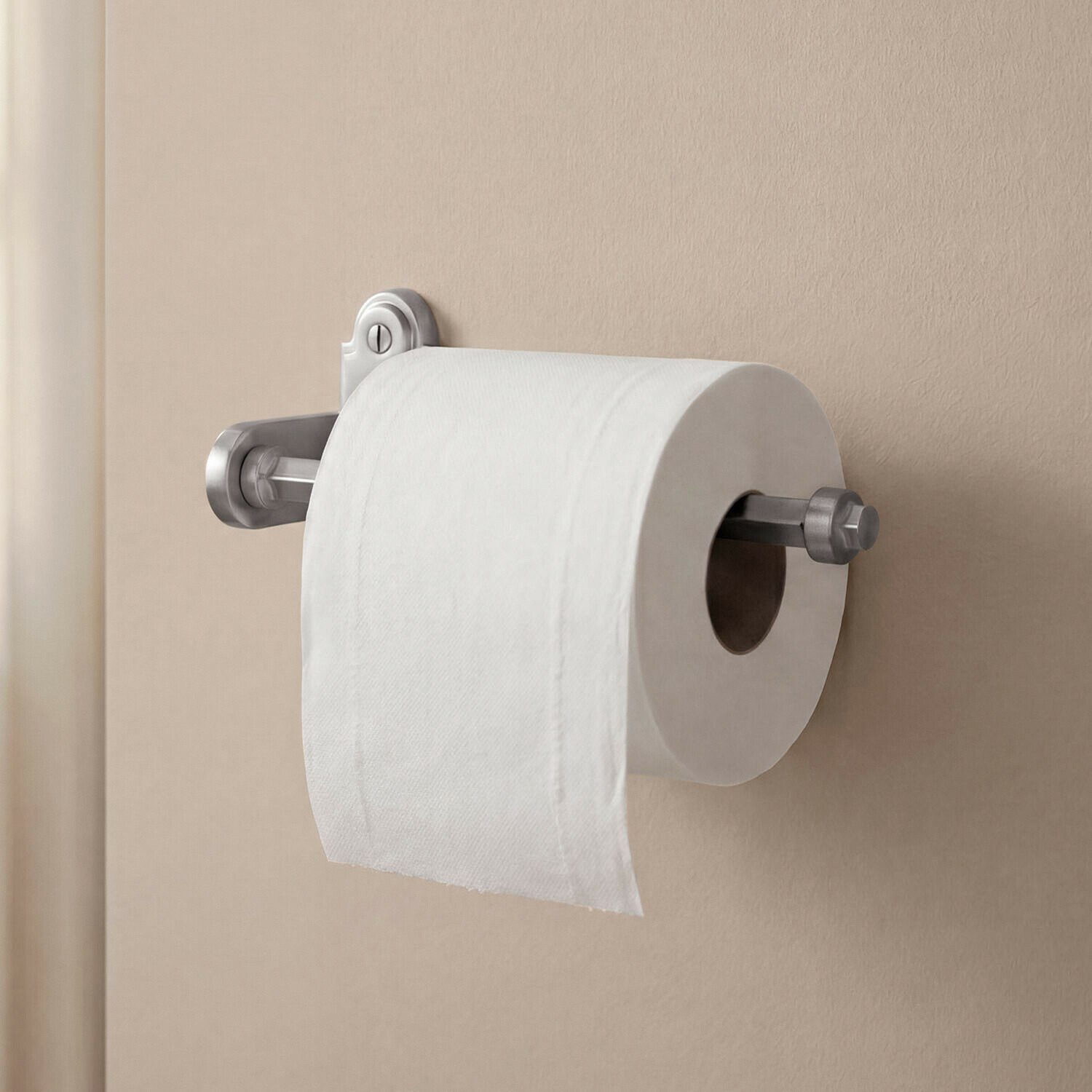 Portarrollos de papel higiénico Virellane Soporte metálico plateado para papel higiénico montado en pared beige en baño
