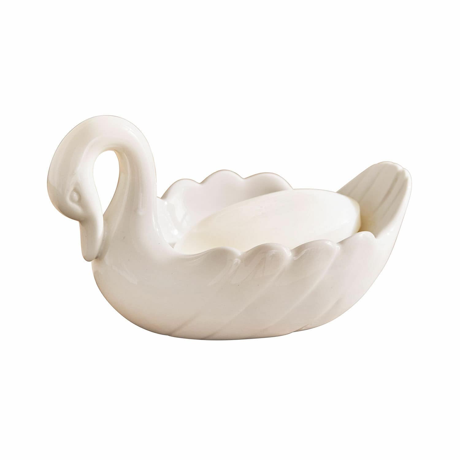 Cuenco Casavela Jabonera de cerámica blanca con forma de cisne, accesorio elegante para baño