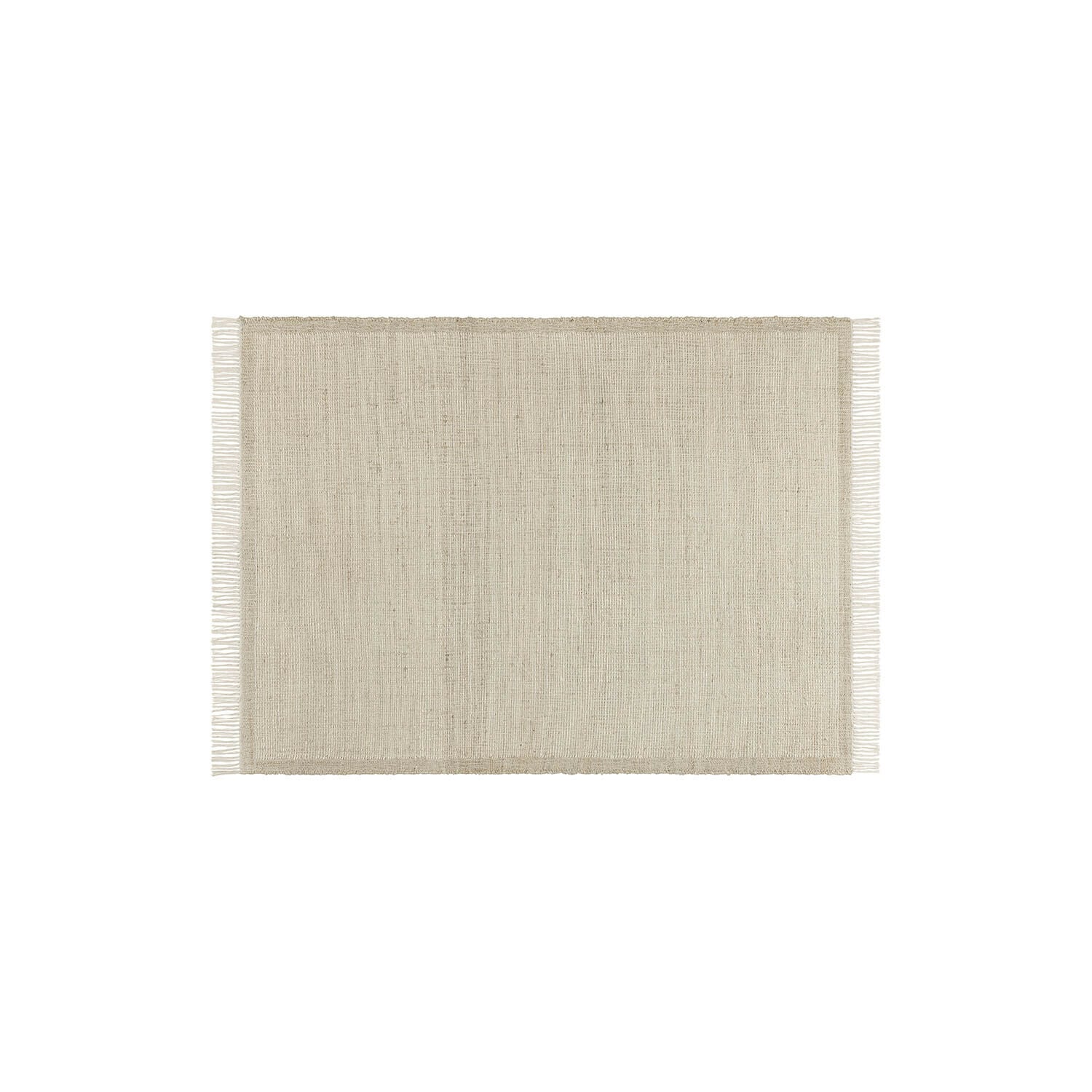 Alfombra Placidia Alfombra rectangular beige de material natural con flecos, ideal para salón o dormitorio