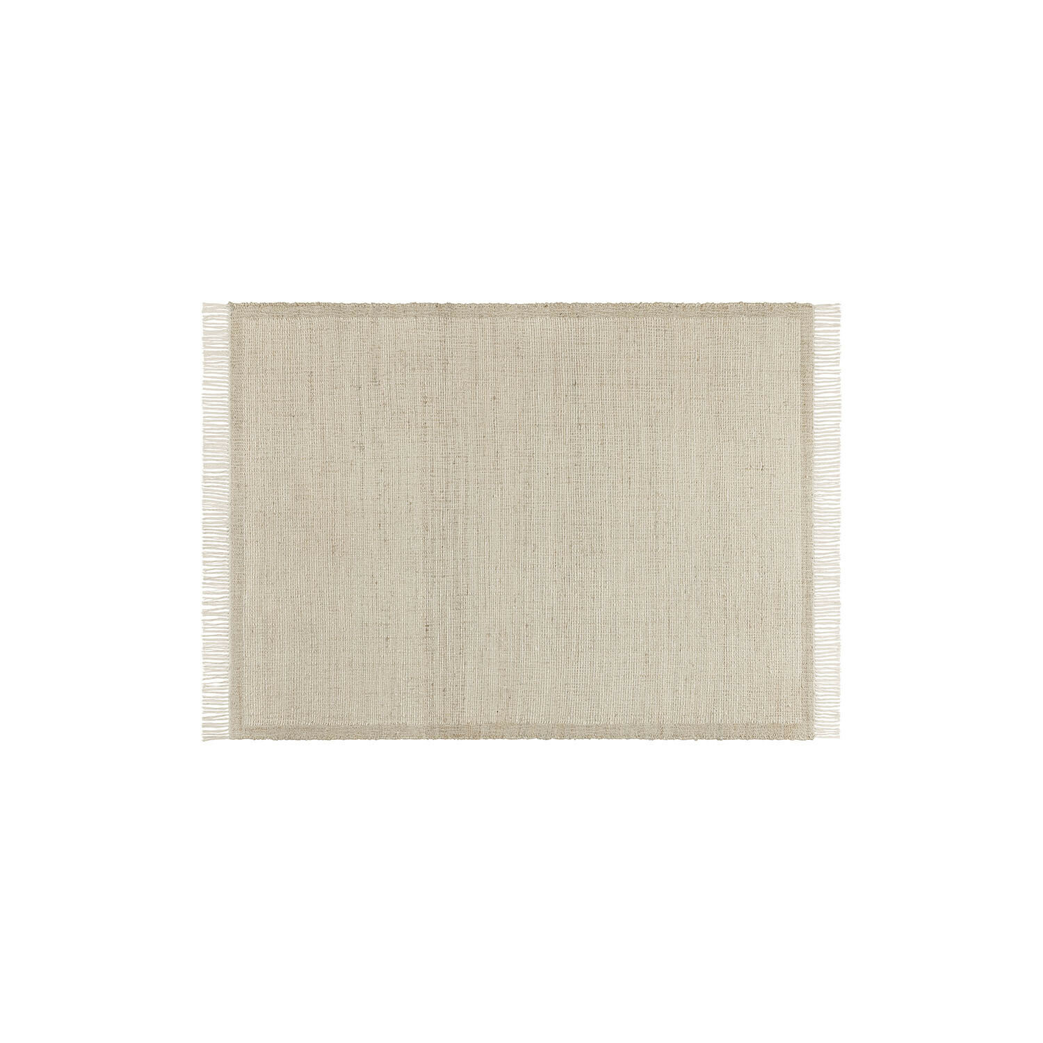 Alfombra Placidia Alfombra rectangular beige de material natural con flecos, ideal para salón o dormitorio