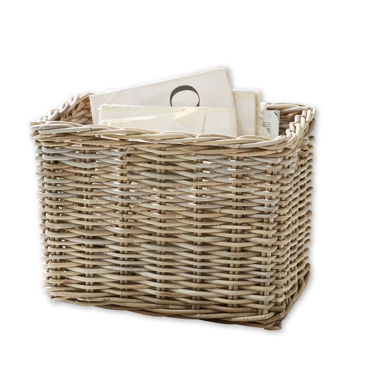 Cesta Daban Cesta de mimbre natural con documentos, organizador práctico para almacenamiento en casa