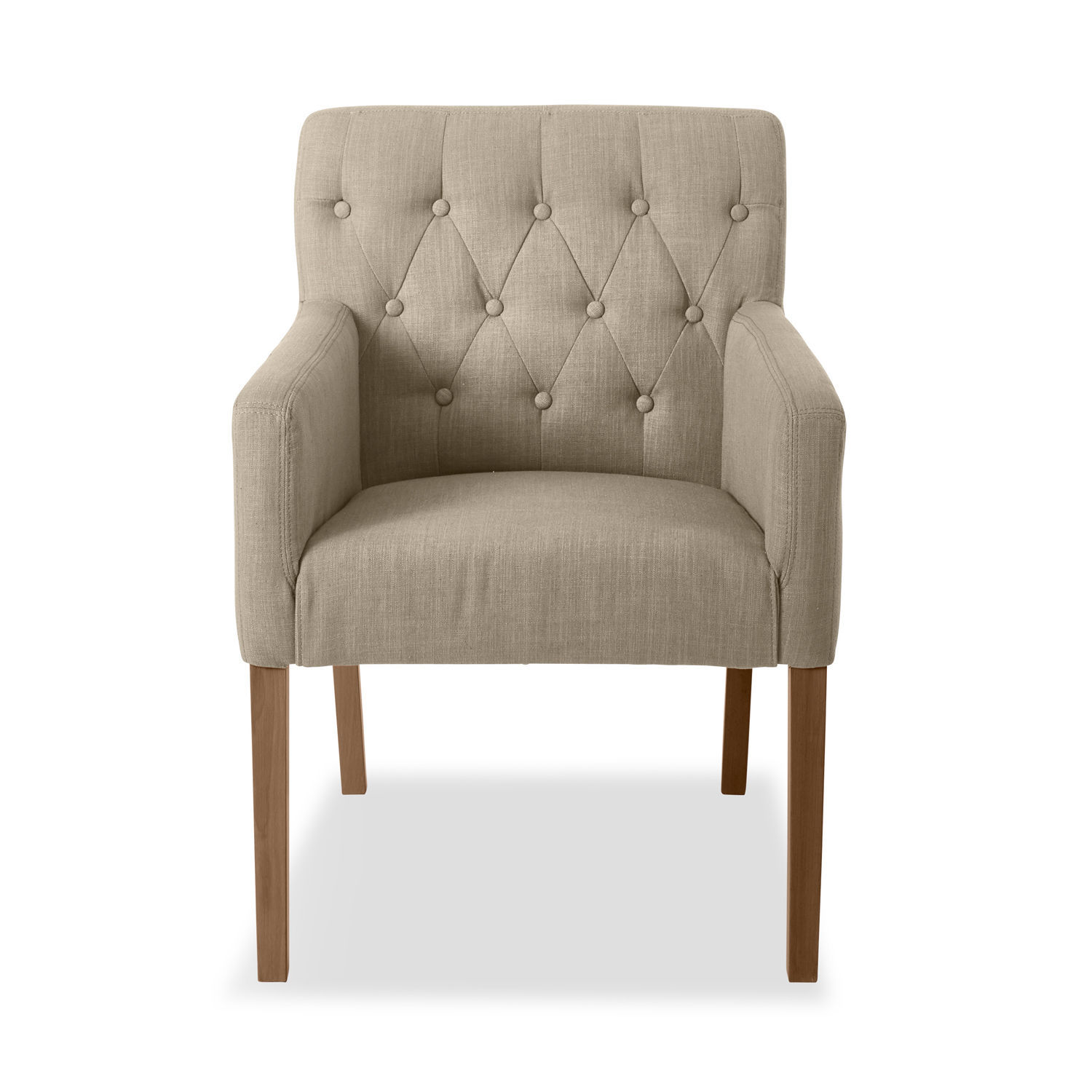 Sillón Betterton con tapizado de lino beige y patas de madera para sala de estar