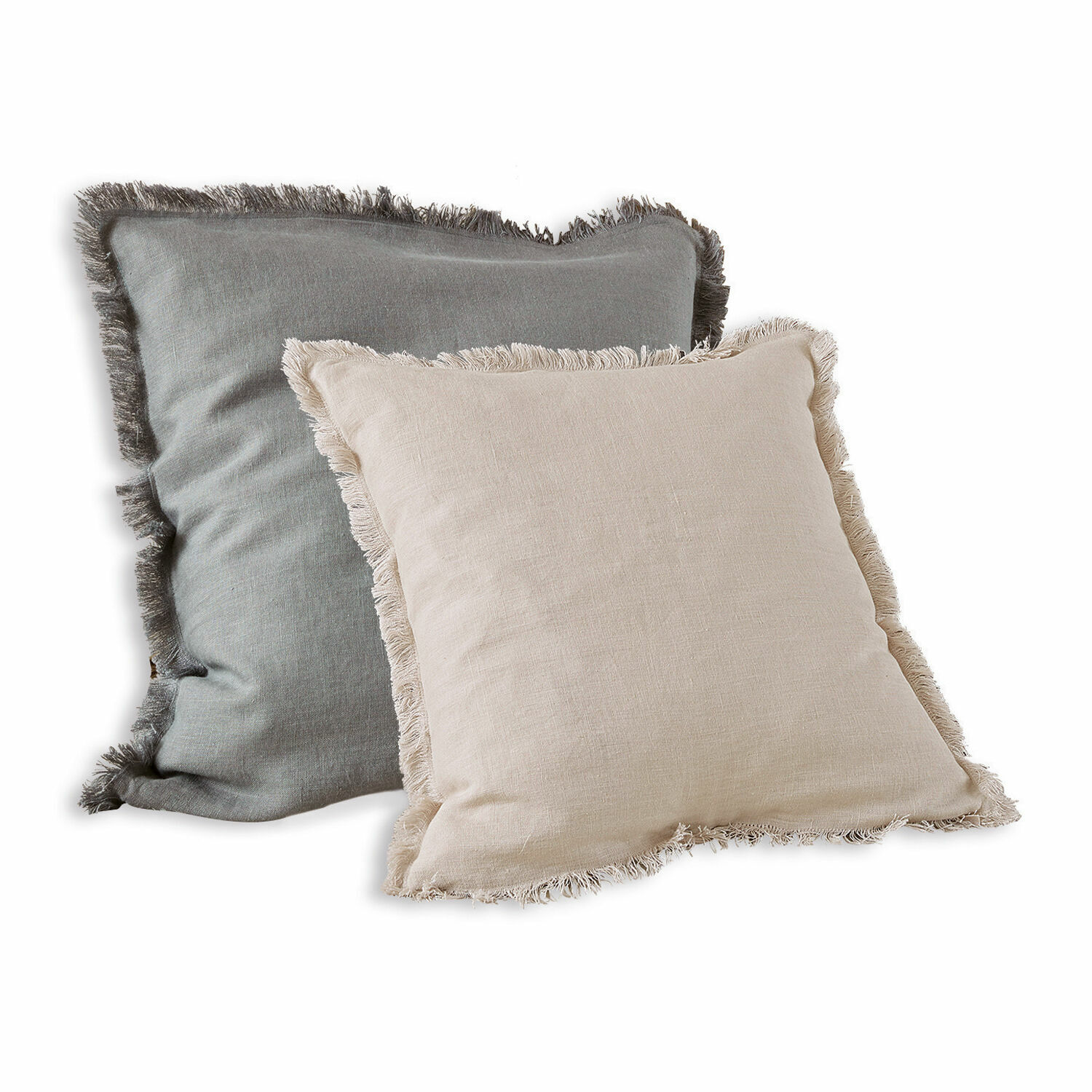 gris/beige Set de 2 fundas de cojín Quebo de lino en gris y beige para decoración de interiores