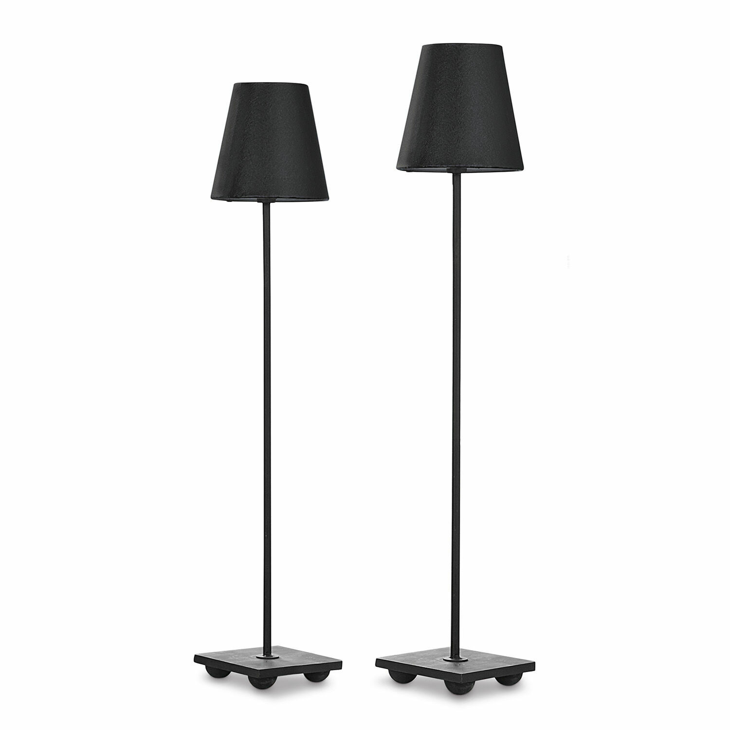 negro Juego de dos lámparas de mesa negras Filia de metal con pantalla, iluminación moderna para hogar