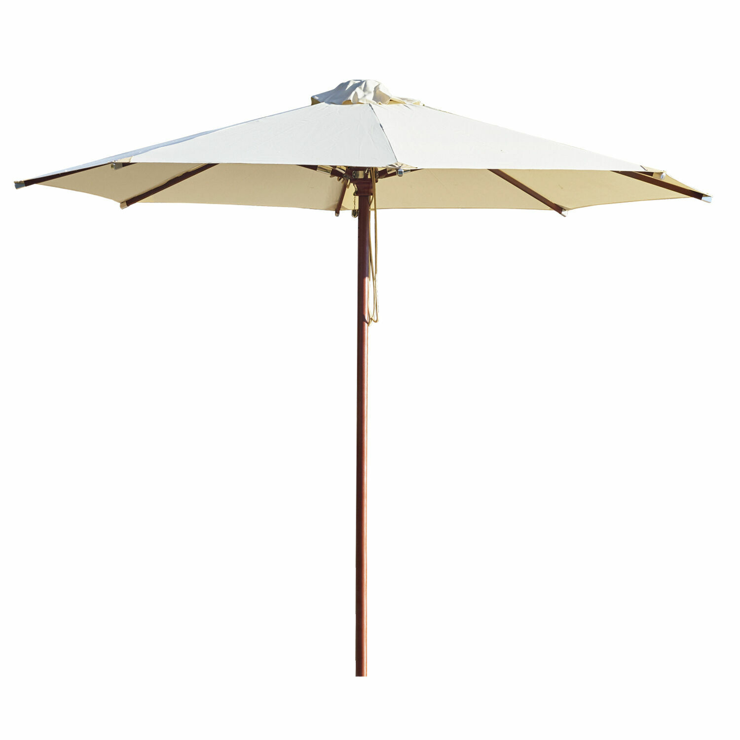 champán Sombrilla Brent color champán con estructura de madera, ideal para terraza y jardín