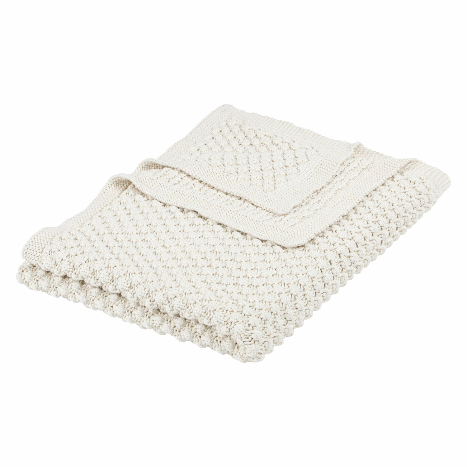 Manta Tremes Manta crema de algodón tejida a mano con diseño decorativo, ideal para salón y dormitorio
