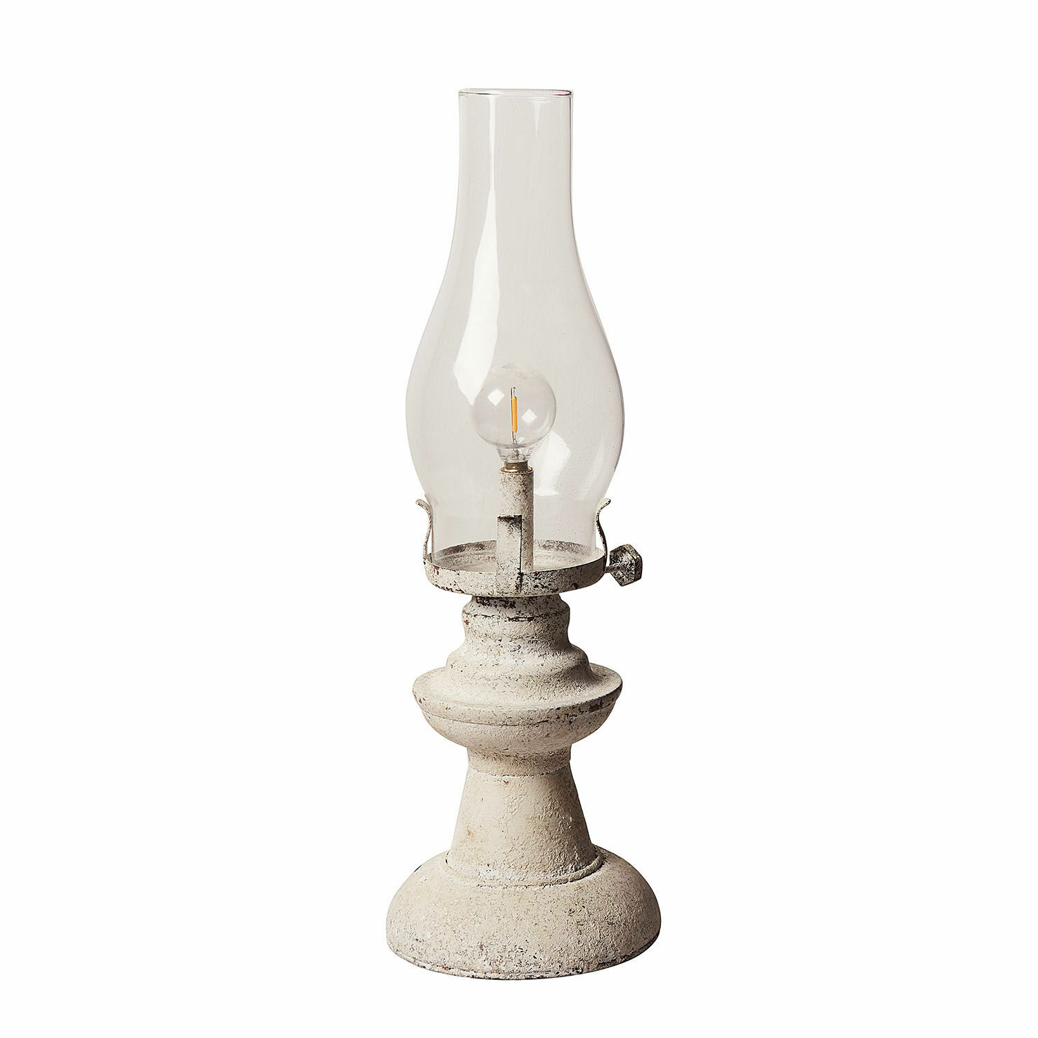 blanco envejecido Linterna LED recargable Chexbres en blanco antiguo, material efecto piedra, decoración y luz práctica